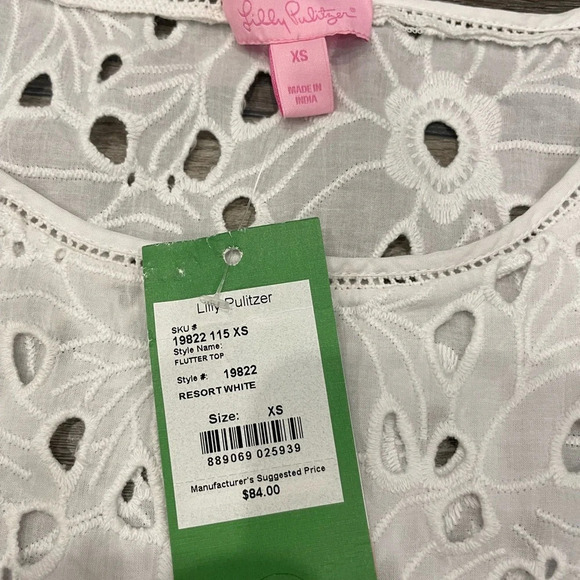 Nwt Lilly Pulitzer Flutter Eyelet Tank Top XS White Sleeveless Cutwork Lace - Picture 3 of 6
